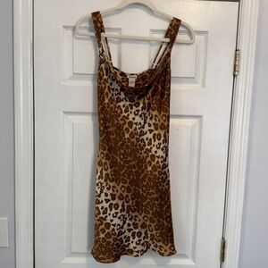 Vtg Neiman Marcus 100% Silk Leopard Animal Print Slip Dress Y2K Small / S